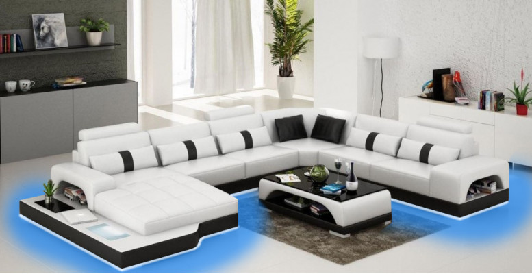 Leader U Shaped Living Landscape Couch Big XXL Sofa with USB Upholstery Corner Set Corner