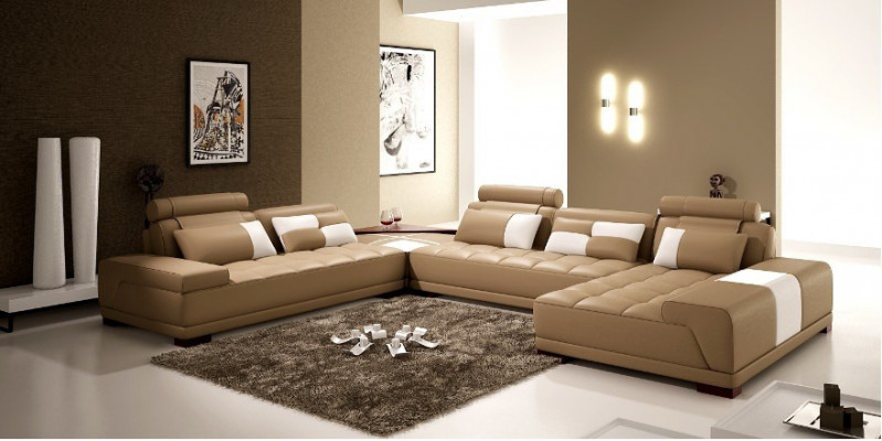 Living landscape couch upholstery corner suite designer leather sofa big sofa new + USB