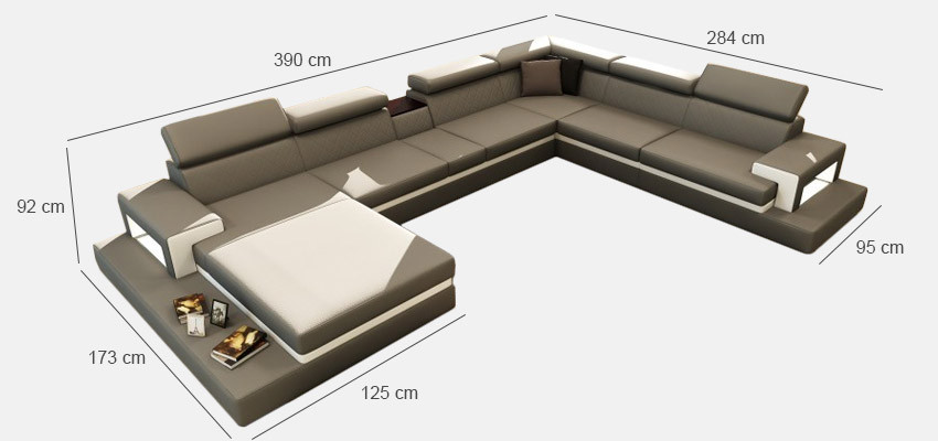Leather sofa with USB, sofa corner sectional U shape couch living landscape designer seating corner
