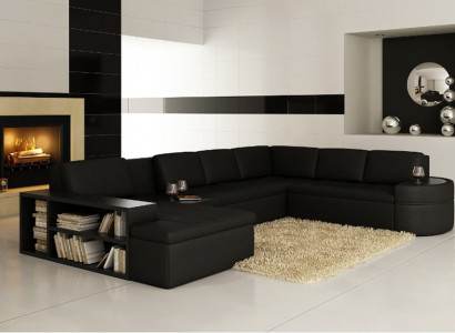 Modern corner sofa + USB couch upholstered leather design sofa suite living area new
