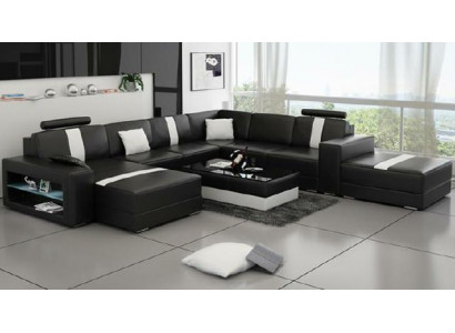 Corner sofa upholstery +USB designer sofa couch modern U-shaped leather sectional sofa