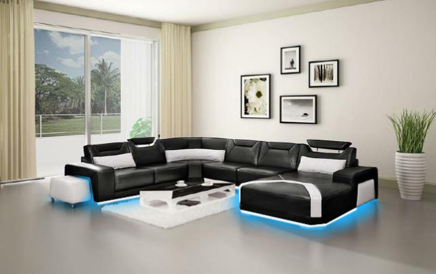 Sectional sofa with USB, upholstered living area couch sofa U-shape seating corner