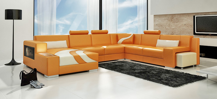 Sectional sofa upholstery designer corner sofa set couch modern sofas U-shaped leather + USB