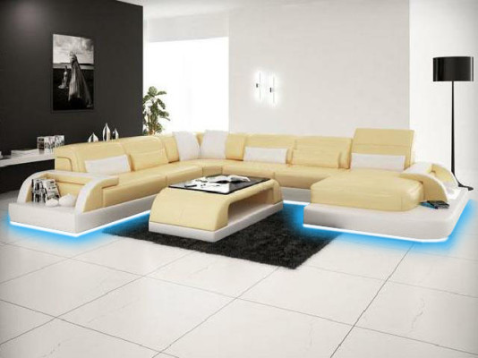 Sectional sofa upholstered sofa corner suite couch modern designer sofas U shape leather + USB