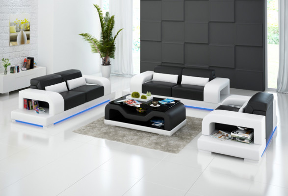 Leather Sofa Couch Living Area 3+2+1 Seater Suite Design Modern Sofa with USB