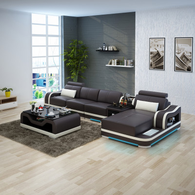 Luxurious leather corner sofa L-shape modern charm for your living room
