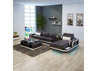 Luxurious leather corner sofa L-shape modern charm for your living room
