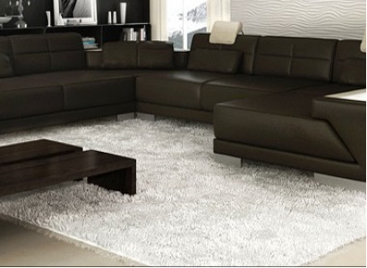 Living room U-shaped corner sofa with USB design sofa couch upholstery set corner brown