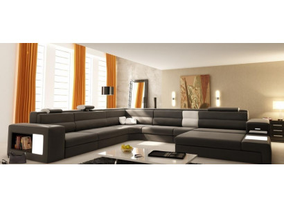 Design corner sofa couch sofa upholstery corner seating suite lounge leather USB+LED