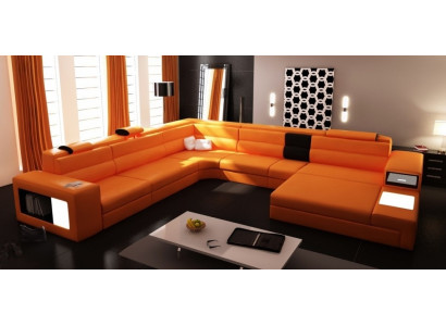 Modern elegant U-shaped corner sofa made of leather for stylish living spaces sofa