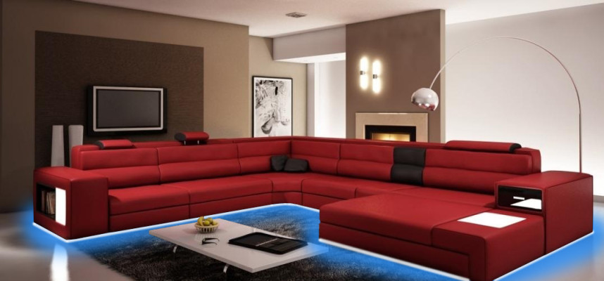 Modern elegant U-shaped corner sofa made of leather for stylish living spaces sofa