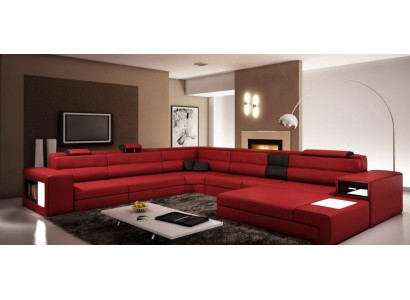 Living Landscape Leather Sofa Corner Sofa Corner Suite Design Modern Sofa + USB New