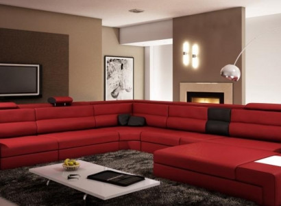 Living Landscape Leather Sofa Corner Sofa Corner Suite Design Modern Sofa + USB New