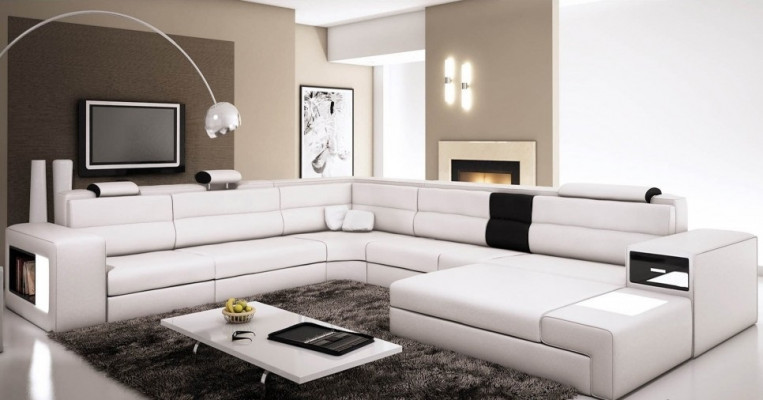 Living Landscape Leather Sofa Corner Sofa Corner Suite Design Modern Sofa + USB New