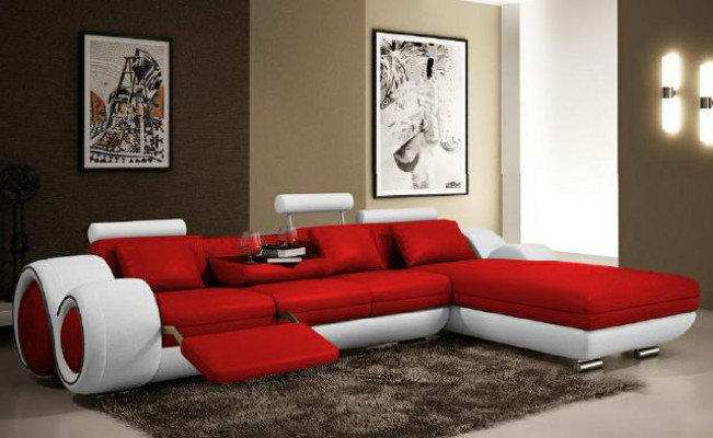 Sectional sofa living area couch leather sofa with USB sofa upholstery set corner BERLIN