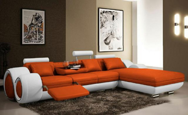 Sectional sofa living area couch leather sofa with USB sofa upholstery set corner BERLIN