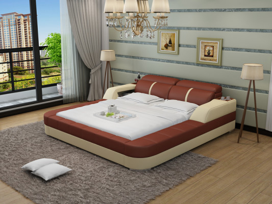 Luxury leather bed USB design upholstered double modern marriage 140/160/180 LB8823