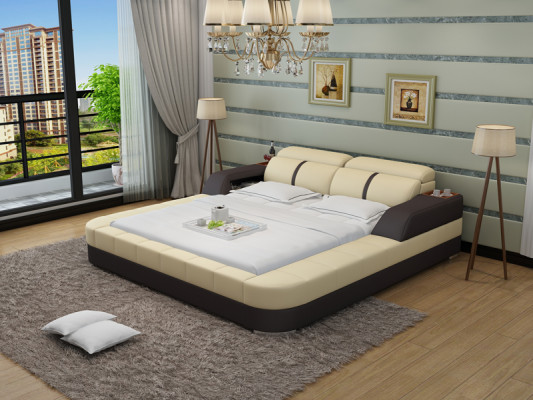 Luxury leather bed USB design upholstered double modern marriage 140/160/180 LB8823