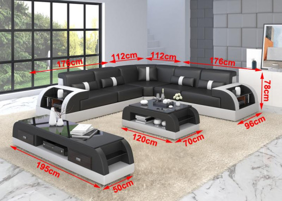 Living landscape L-shape corner sofa couch design upholstery leather suite sofa corner new