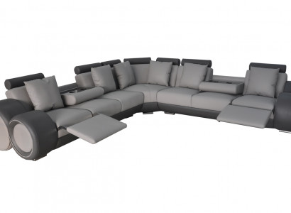 Corner Leather Modern XXL Couch Living Landscape Leather Sofa L-Shape + USB Couch New