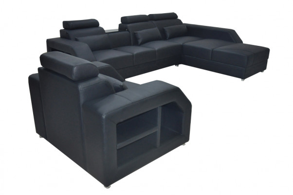 Leather corner sofa with USB furnishings sofas couches upholstery living landscape armchair corner