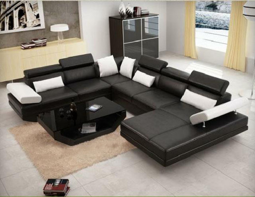 Corner sofa with USB couch living area leather couches upholstered corner seating set
