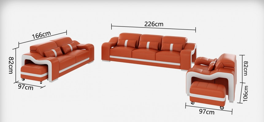 Leather sofa couch living landscape 3+2+1 seater set sofa set sofa