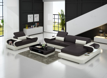 Design XXL Big Sofa Corner Sofa with USB Leather Sofa Couch Upholstery Corner Living Landscape