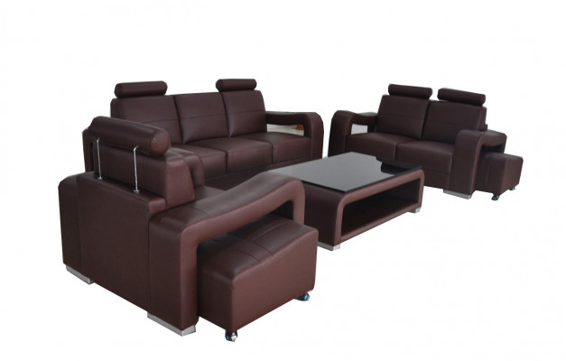 Living Leather Landscape Sofa + USB Set Corner Sofas Seating Sets New Upholstery