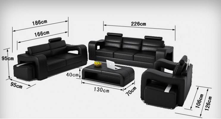 Living Leather Landscape Sofa + USB Set Corner Sofas Seating Sets New Upholstery