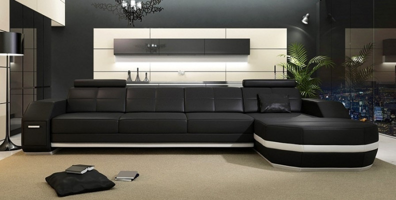 Sectional sofa USB + LED sofa living landscape U-shape upholstered couch leather sofa fabric leather