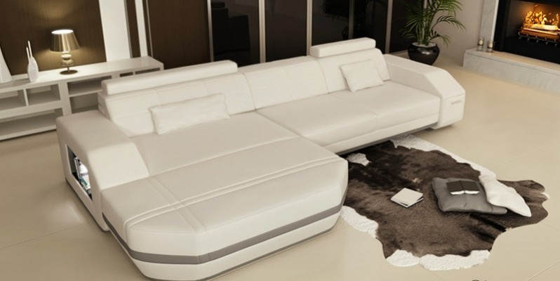 Sectional sofa USB + LED sofa living landscape U-shape upholstered couch leather sofa fabric leather