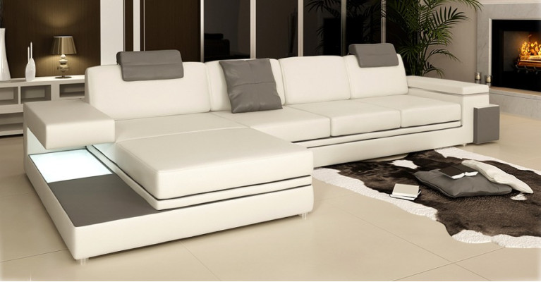 Leather sofa with USB living landscape XXL corner sofa big sofa design couch designer sofa