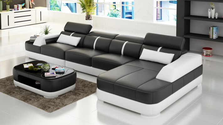 Leather sofa upholstery seat corner sofa set living room landscape couch with USB