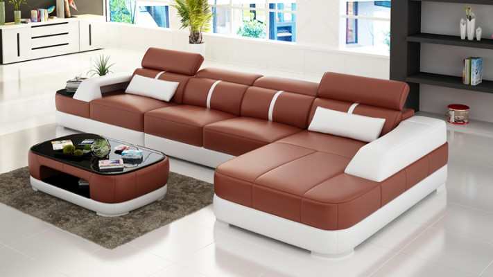 Leather sofa upholstery seat corner sofa set living room landscape couch with USB