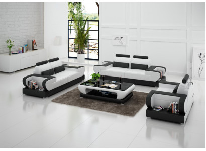 Leather sofa couch living area 3+2+1 seater set design modern sofa with USB