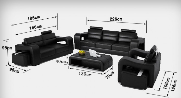 Leather sofa couch living landscape 3+2+1 seating set design modern sofa USB new