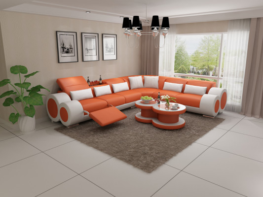 Leather sofa couch living landscape corner sofa corner suite design modern sofa USB relax