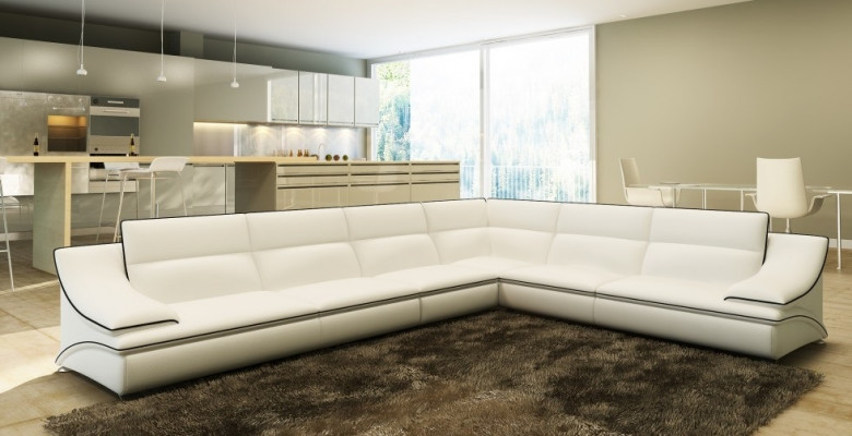 Corner sofa with USB, couch sofa living landscape seating corner suite leather textile Salut