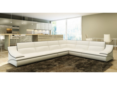 Corner sofa with USB, couch sofa living landscape seating corner suite leather textile Salut