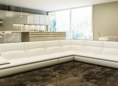 Corner sofa with USB, couch sofa living landscape seating corner suite leather textile Salut
