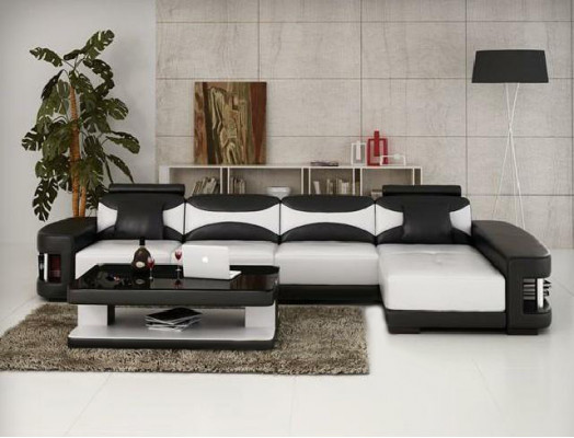 Corner sofa corner sofa with USB upholstery leather living landscape chaise lounge Wies