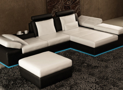 Leather sofa with USB, living landscape corner sofa suite, modern design sofa K5014C