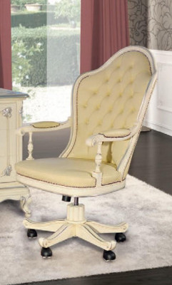 Office chair wood executive chair Chesterfield Italian furniture white swivel white new