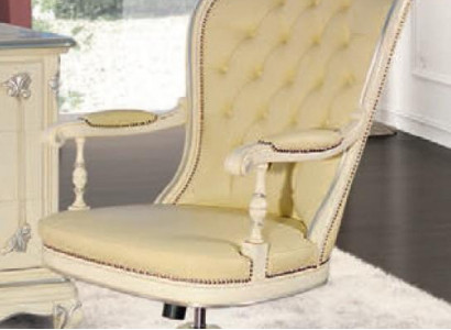 Office chair wood executive chair Chesterfield Italian furniture white swivel white new