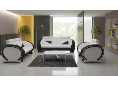 LEATHER SOFA with USB DESIGNER SOFA SUITE 3+1 COUCH UPHOLSTERY SUITE UPHOLSTERED SOFA