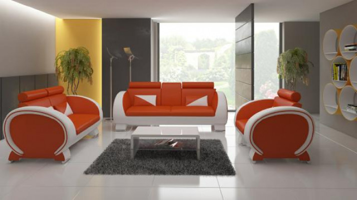 LEATHER SOFA with USB DESIGNER SOFA SUITE 3+1 COUCH UPHOLSTERY SUITE UPHOLSTERED SOFA