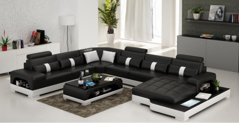 Leather U-Shape Living Landscape Couch Big XXL Sofa Upholstery Corner Set Corner Senden