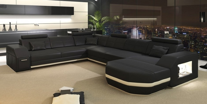 Leather sofa, corner sofa, living landscape, corner sofa, corner couch, upholstery, seating area, WyenW/B new