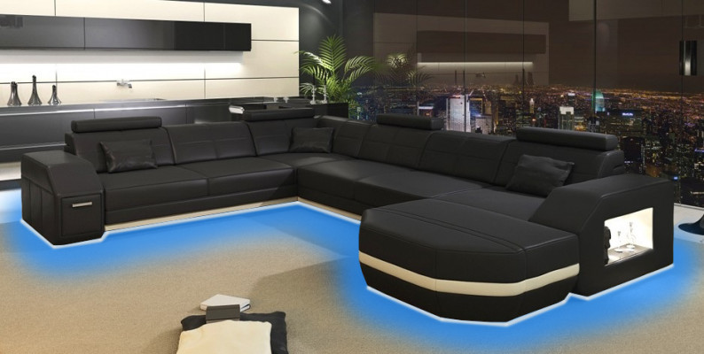 Leather sofa, corner sofa, living landscape, corner sofa, corner couch, upholstery, seating area, WyenW/B new